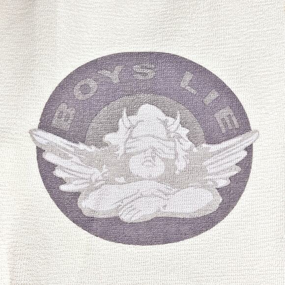 BOYS LIE Blindsided Cropped Terry Sweatpants Sand Angel Graphic Size S *altered* - Picture 2 of 8